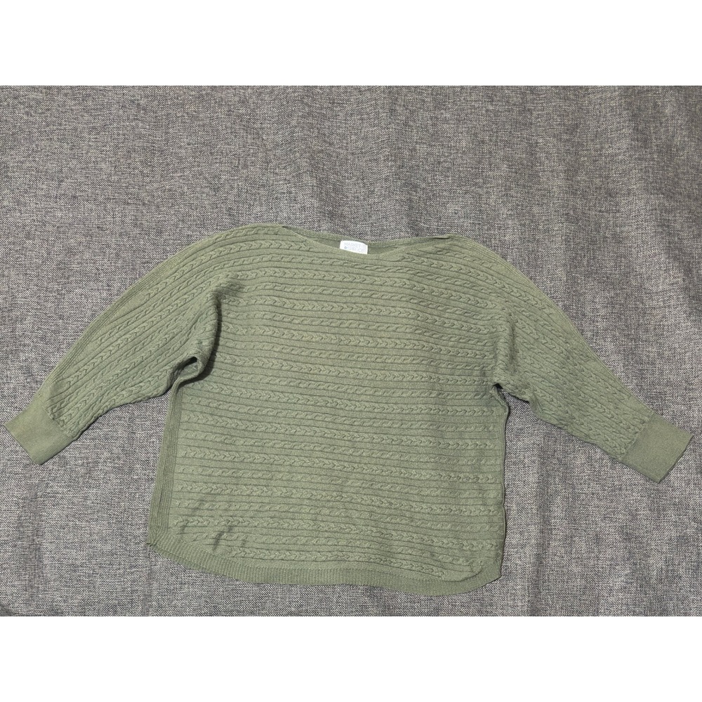 Market & Spruce Womens XXL Sweater Cable Knit Green Cashmere Silk Blend